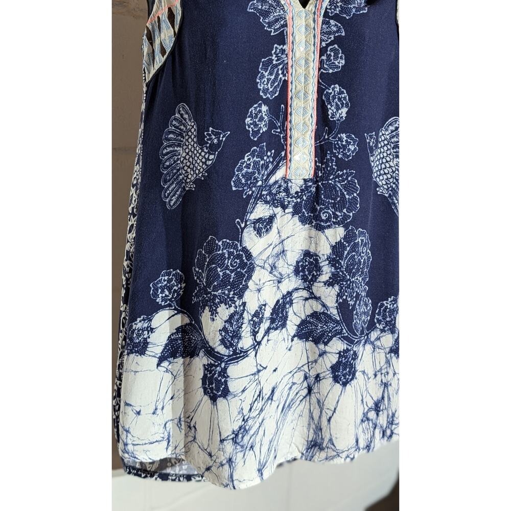 One September Anthropologie Floral Bird Print Sleeveless Top Embroidered Xsmall - Picture 3 of 6